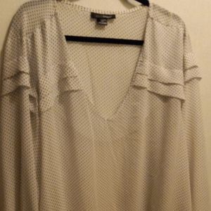 Ashley Stewart Blouse Size 26/28 black and white polka dot